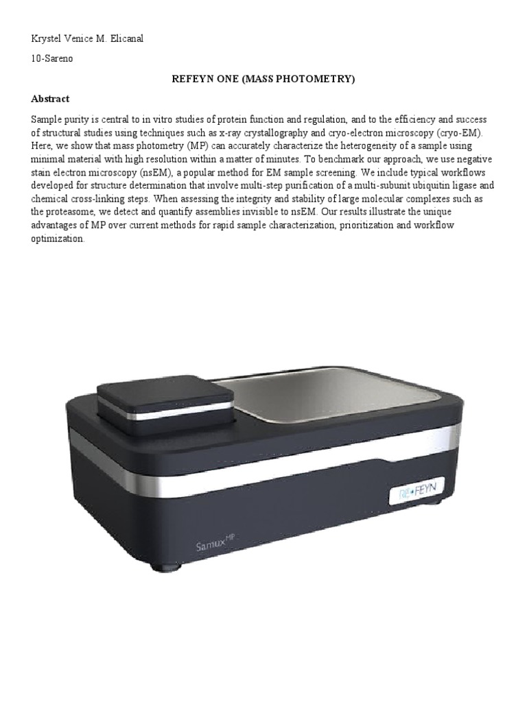Refeyn One (Mass Photometry) | PDF | Spectrophotometry | Proteins