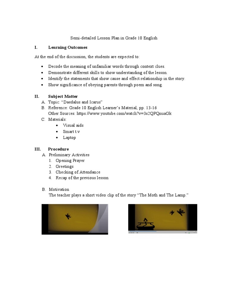 Daedalus and Icarus Lesson Plan PDF Cognition Cognitive Science