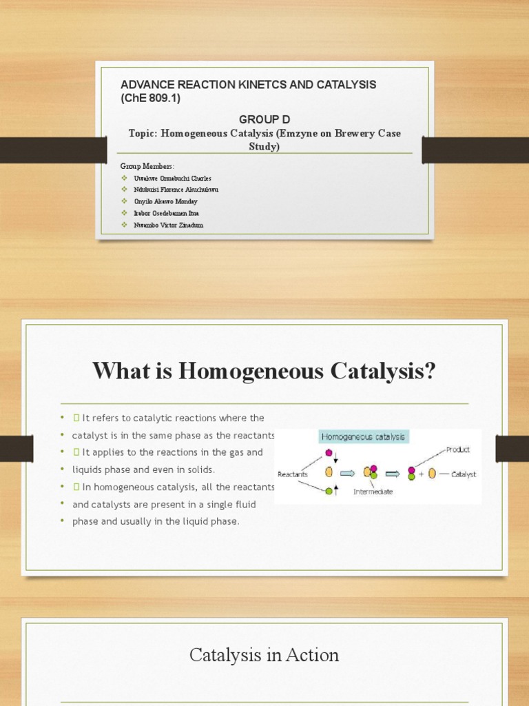 Assignment Enzymes and Catalysis Group D ChE 809 Slides PDF