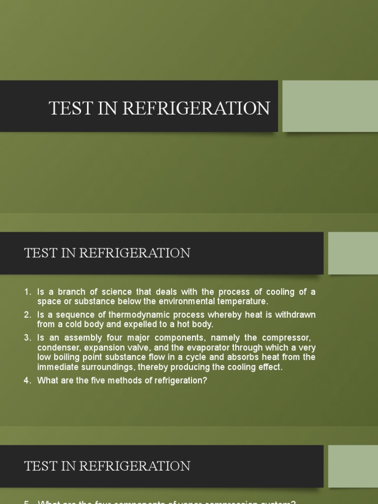 Test in Refrigeration | PDF