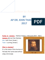 Introduction To Anatomy: BY Ap Dr. Khin Thant Zin 2017