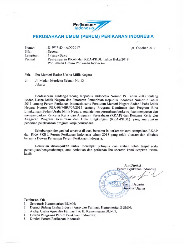 RKAP dan RKA-PKBL Perum Perikanan 2018 | PDF