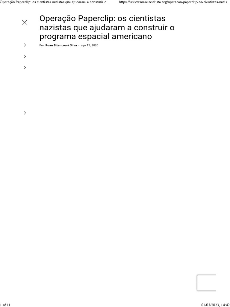 Operação Paperclip Os Cientistas Nazistas Que Ajudaram A Construir o