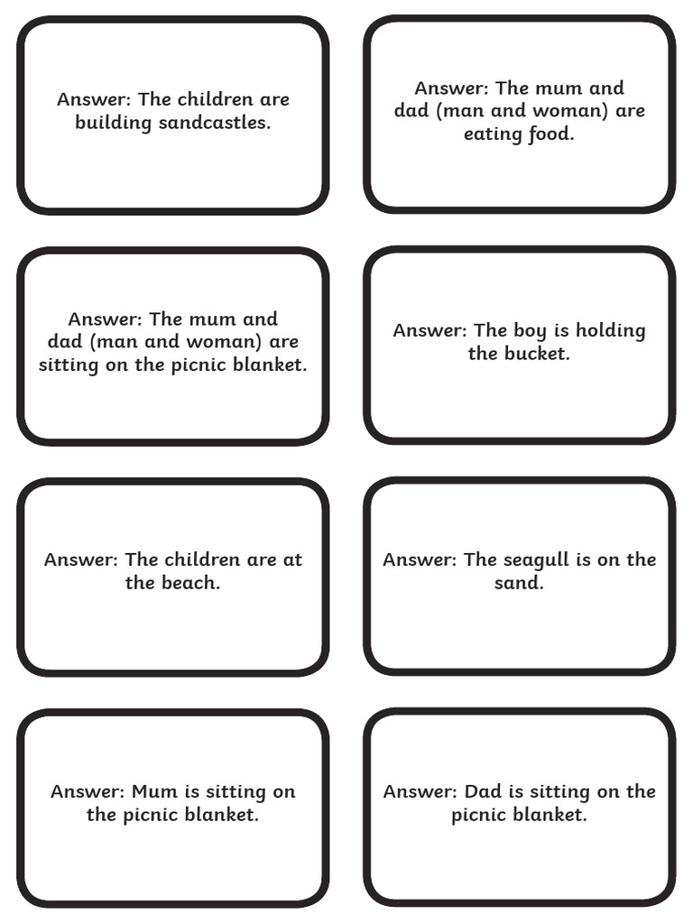 Beach Picnic Scene Answers PDF