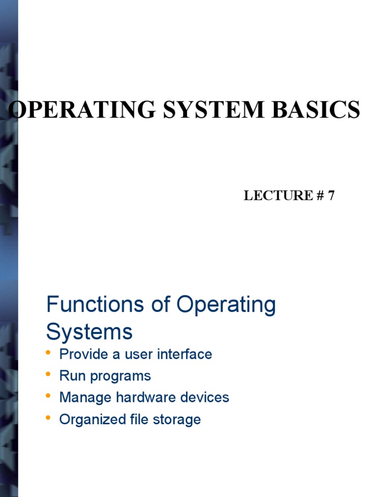 Operating System Basics: Lecture # 7 | Download Free PDF | Operating ...