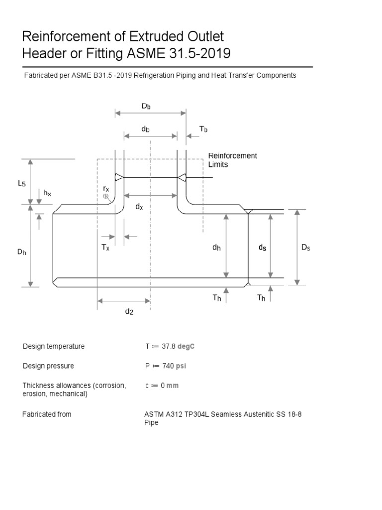 Reinforcement of Extruded Outlet Header or Fitting ASME 31.52019 PDF