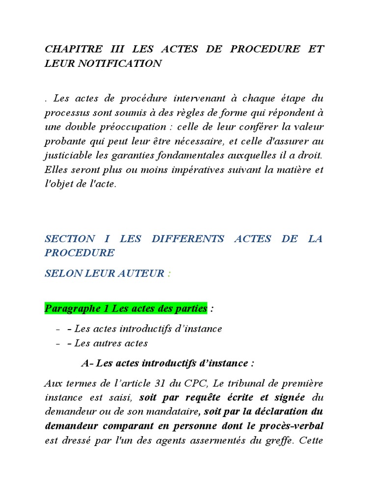 Actes de Procédure et Notification | PDF | Avocat | Loi