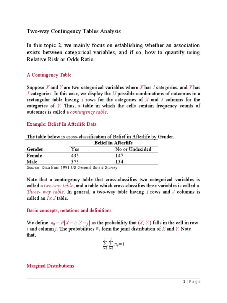 Two-Way Contingency Table Analysis | PDF | Chi Squared Test | Odds Ratio