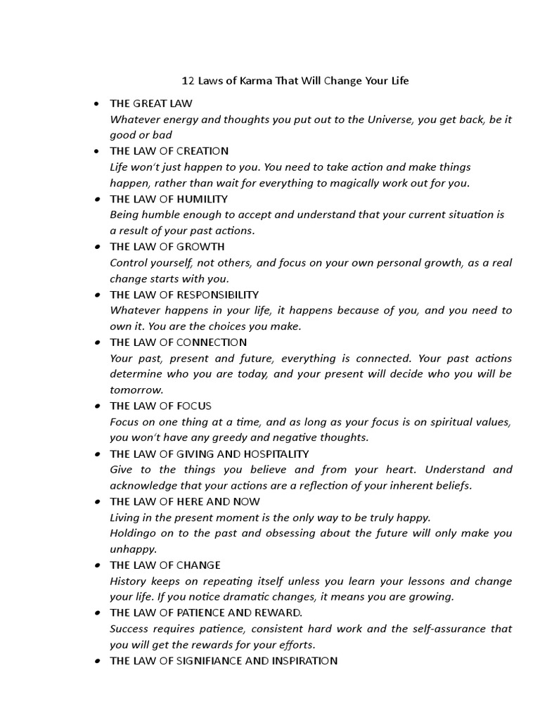 12 Transformative Laws of Karma | PDF | Self-Improvement