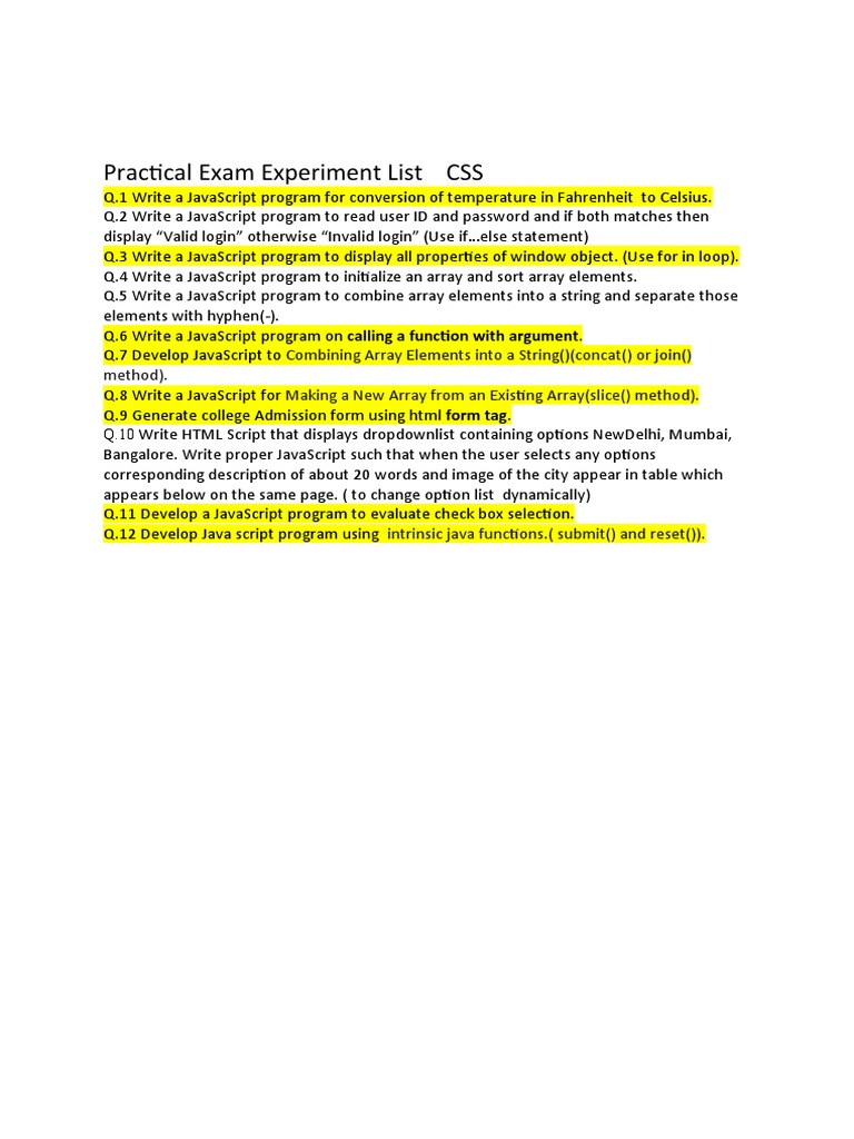 CSS Practical Exam | PDF
