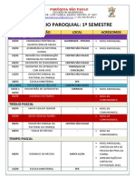 Calendario Paroquial - 1º Semestre