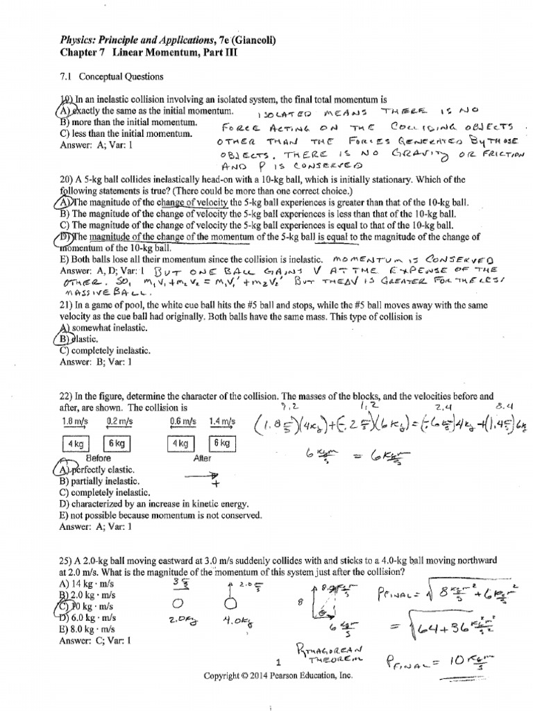 AAA Linear Momentum Worksheet W Answers Part III PDF