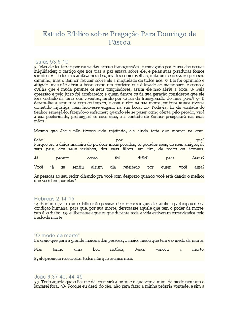 Estudo Bíblico Sobre Pregação para Domingo de Páscoa | PDF | Jesus | Morte