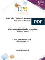 Proyección Del Propio Proceso Formativo en El Programa de Licenciatura - Paso 4, Unidad 3