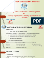 Training Title: Construction Cost Management Name of Organization: Ministry of Irrigation and Lowlands