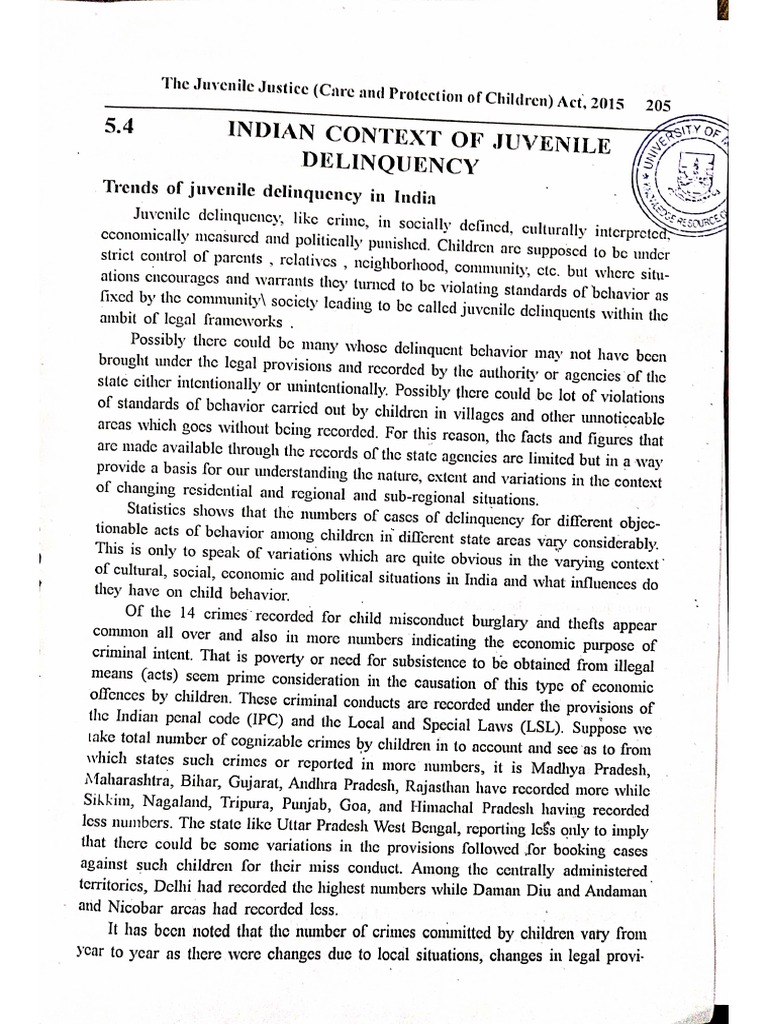 Indian Context of Juvenile Delinquency | PDF
