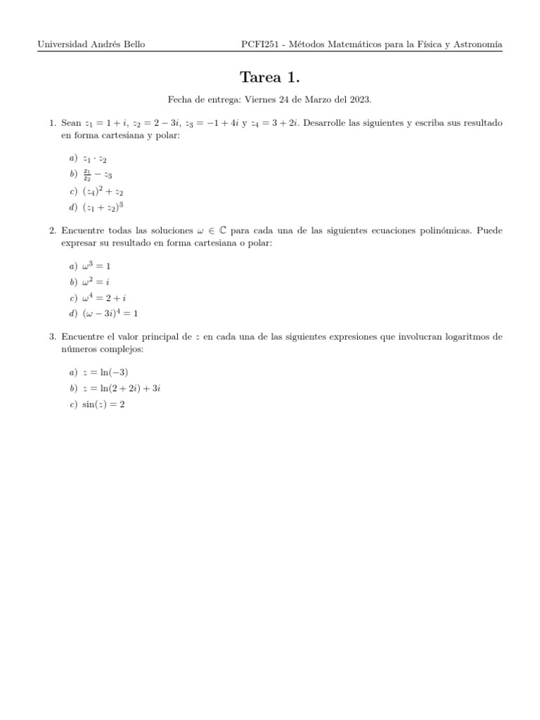 Tarea 1. A) Z B) C) (Z D) (Z PDF