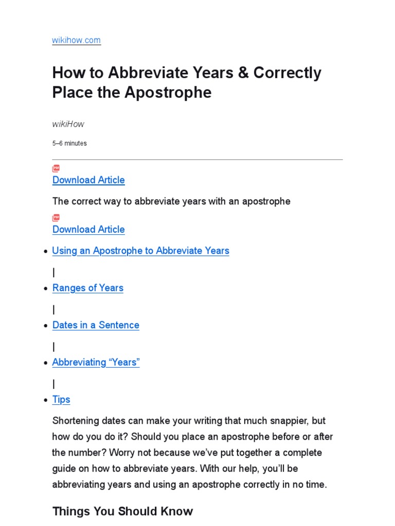 How To Abbreviate Years PDF Orthography Linguistics