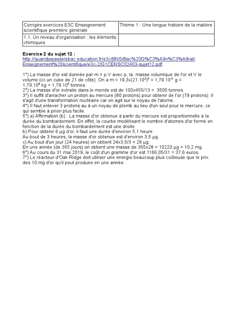 Sujet e3c enseignement scientifique terminale