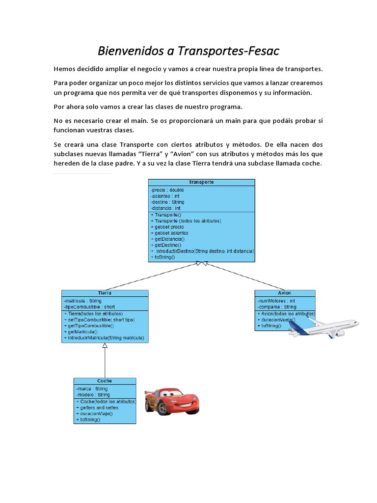 Clases de Transporte en Java | PDF | Constructor (Programación ...