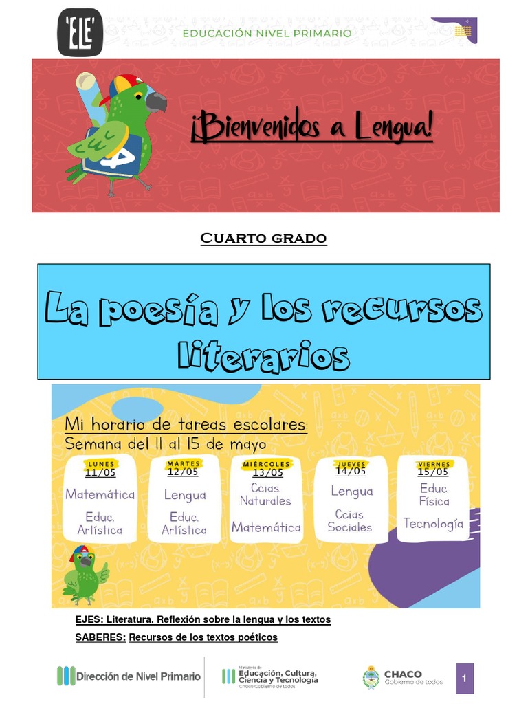 Actividades de 4° Grado - Las Poesías y Los Recursos Literarios | PDF ...