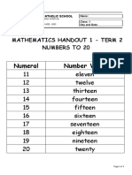 P1 Math Handout 1 - Term 2 Numbers to 20