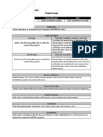 Project Scope: Project Project Manager Date