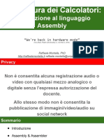 Introduzione Al Linguaggio Assembly: Architettura Dei Calcolatori