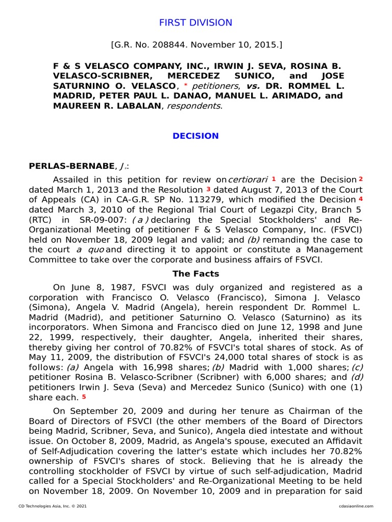 Petitioners Respondents First Division PDF Stocks Injunction