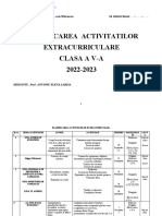 Planificarea Activitatilor Extracurriculare Clasa A V-A 2022-2023