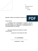 Assunto: Pedido de Anulação Da Nota de Liquidação