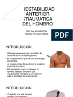 Inestabilidad Anterior Traumatica Del Hombro: DR F. Calizaya Portal Medico Traumatologo