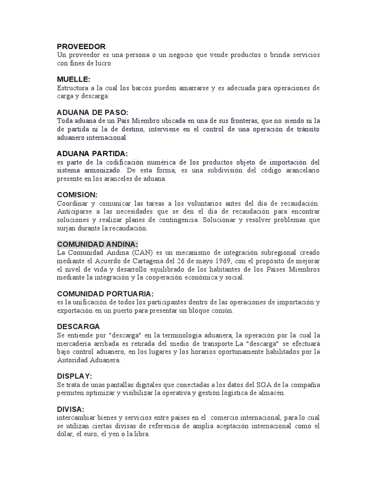 Glosario de Términos Logísticos y Aduaneros | PDF | aduana | Logística