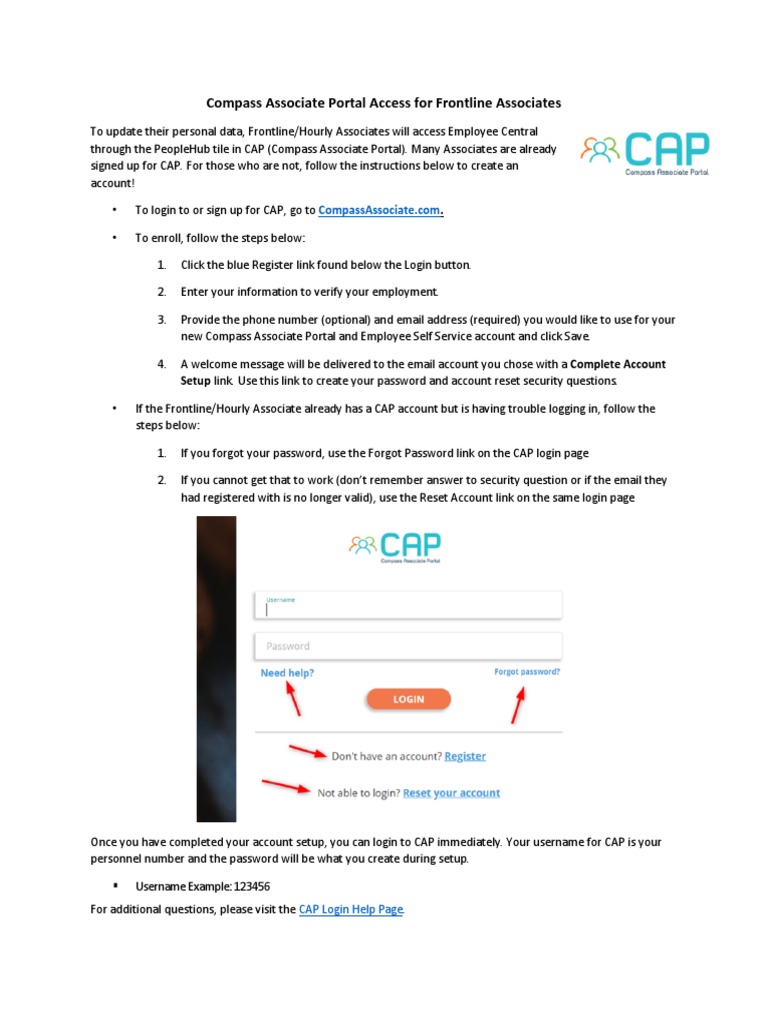 Compass associate portal access for frontline associates cap login