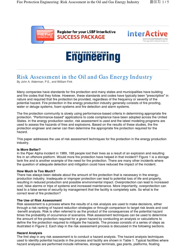 Risk Assessment in The Oil and Gas Energy Industry | PDF | Risk ...