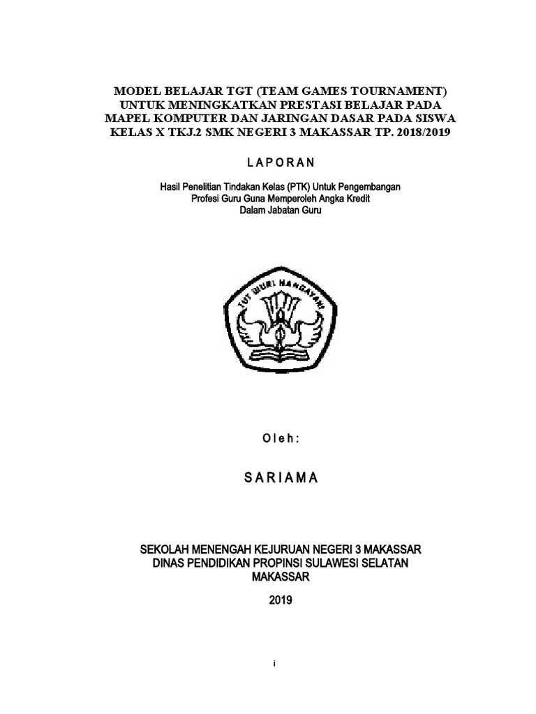 Contoh Cover PTK untuk Guru | PDF