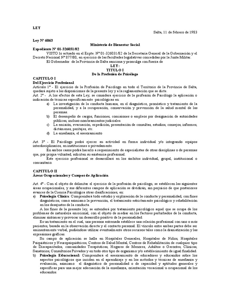 Ley 6063 | PDF | Sicología | Apelación