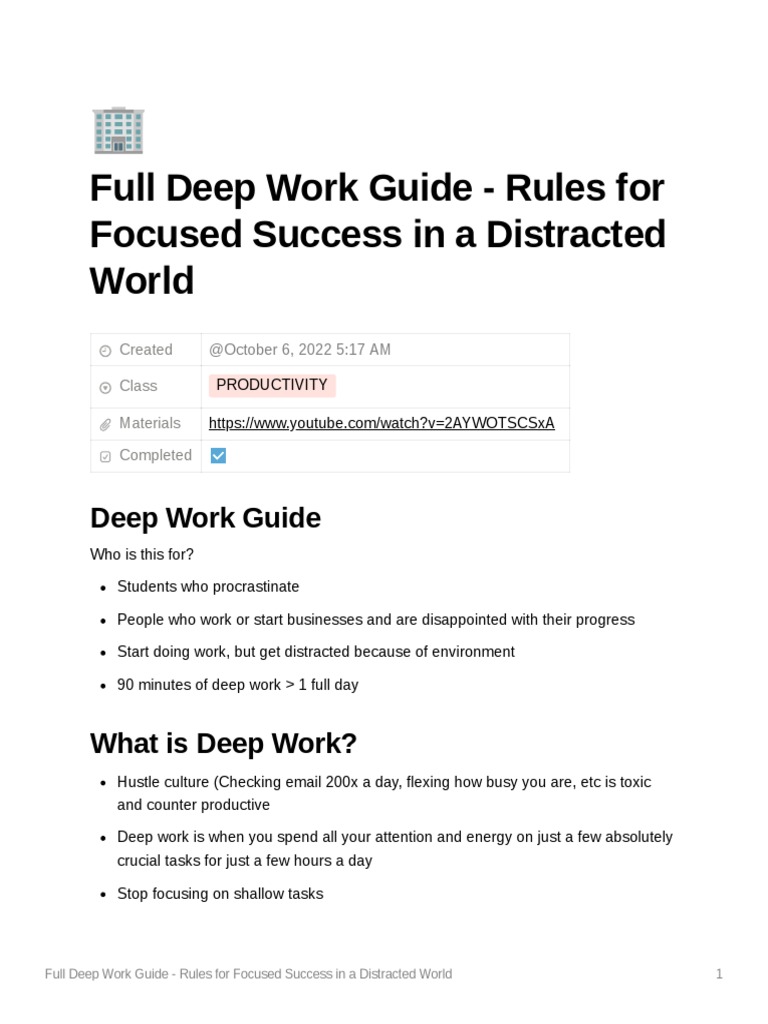 How To Deep Work