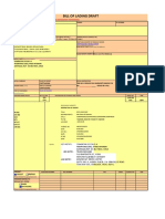 Bill of Lading Draft: (Yellow Cells Are Mendatory For Vendor)