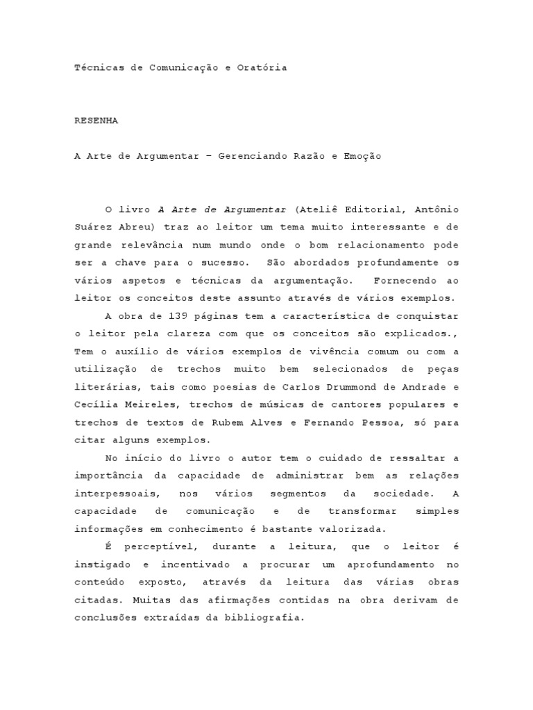 A Arte De Argumentar Gerenciando Razão E Emoção