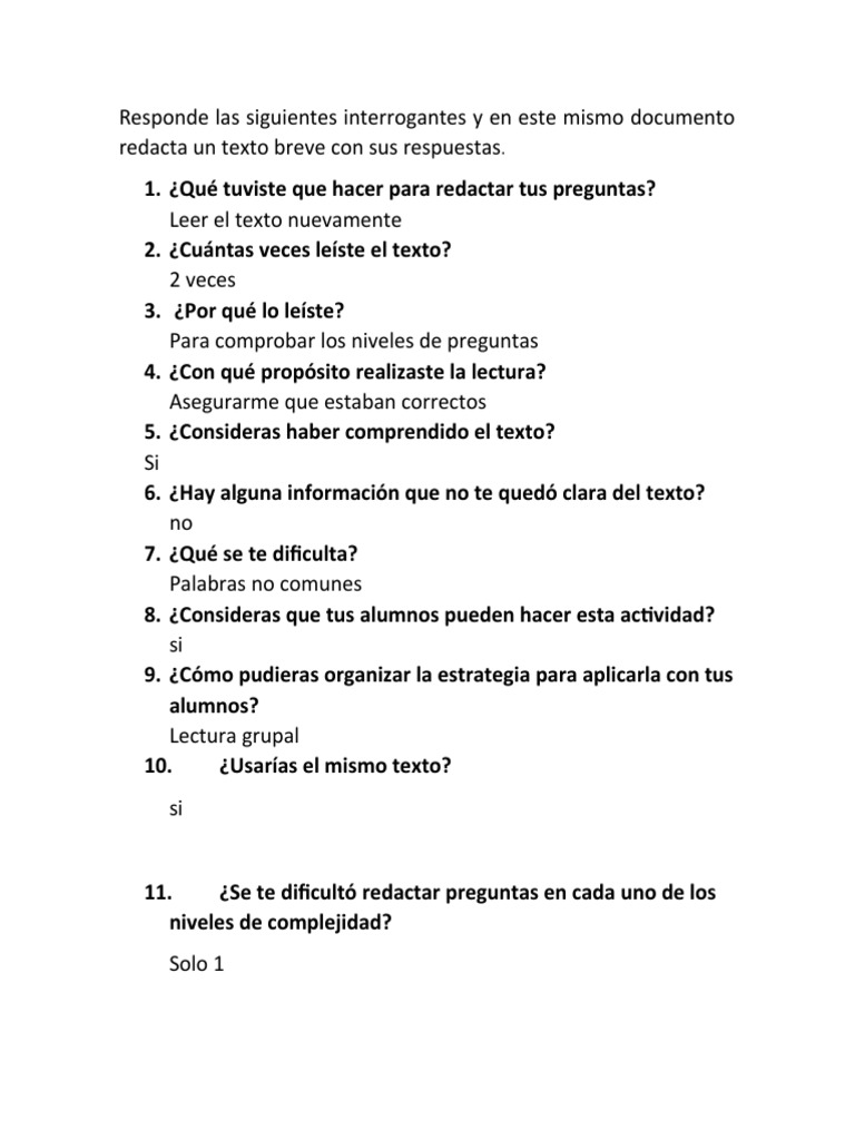 Cómo comprender un texto a través de la lectura y preguntas | PDF