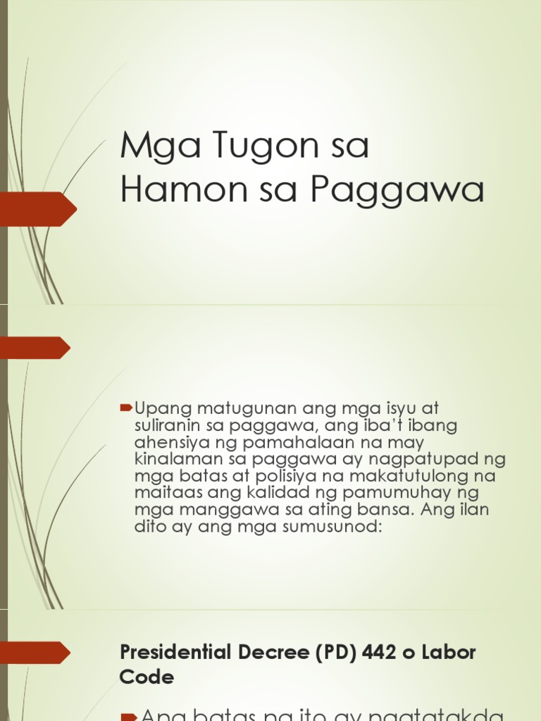 Mga Tugon Sa Hamon Sa Paggawa | PDF