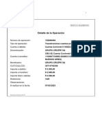 Detalle de La Operación: Número de Operación: Tipo de Operación: Cuenta A Debitar: Denominación