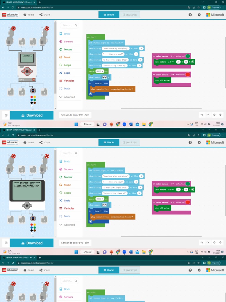 Actividad - Sensor de Color EV3 - Simulador Makecode - Wilfredo Josué ...