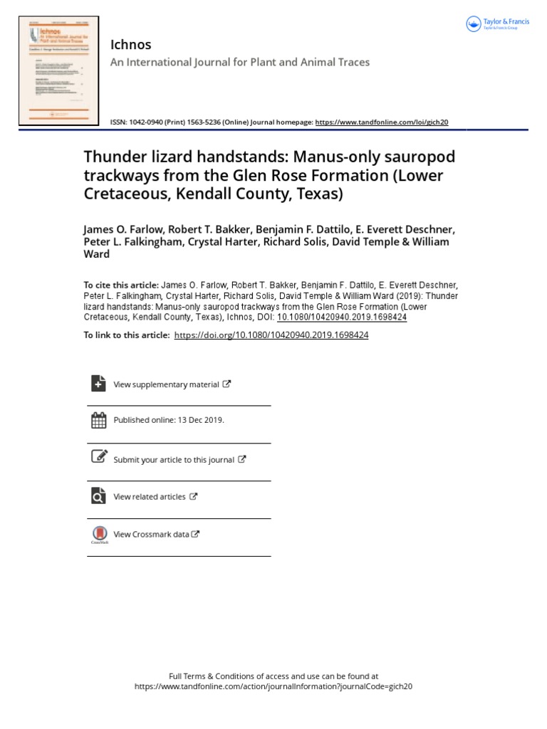 Thunder Lizard Handstands Manus-Only Sauropod | PDF
