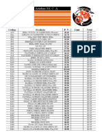 Importadora Arteben JG, C. A.: Codigo Producto Total