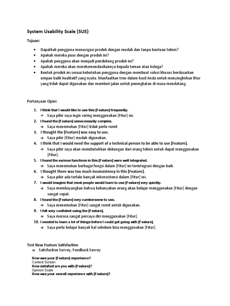Kuesioner System Usability Scale (SUS) | PDF
