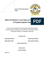 Effect of Ketamine in Low Dose As Pre-Tretmeant of Propofol Injection Pain