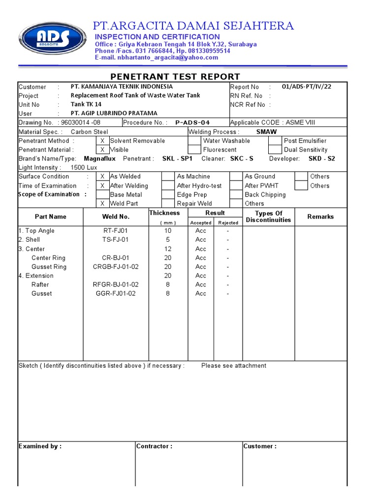 Report PT PDF Welding Construction