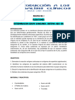 Flebotomía Determinacion Grupo Sanguineo. Sistema Abo-Rh: Practica No. 1